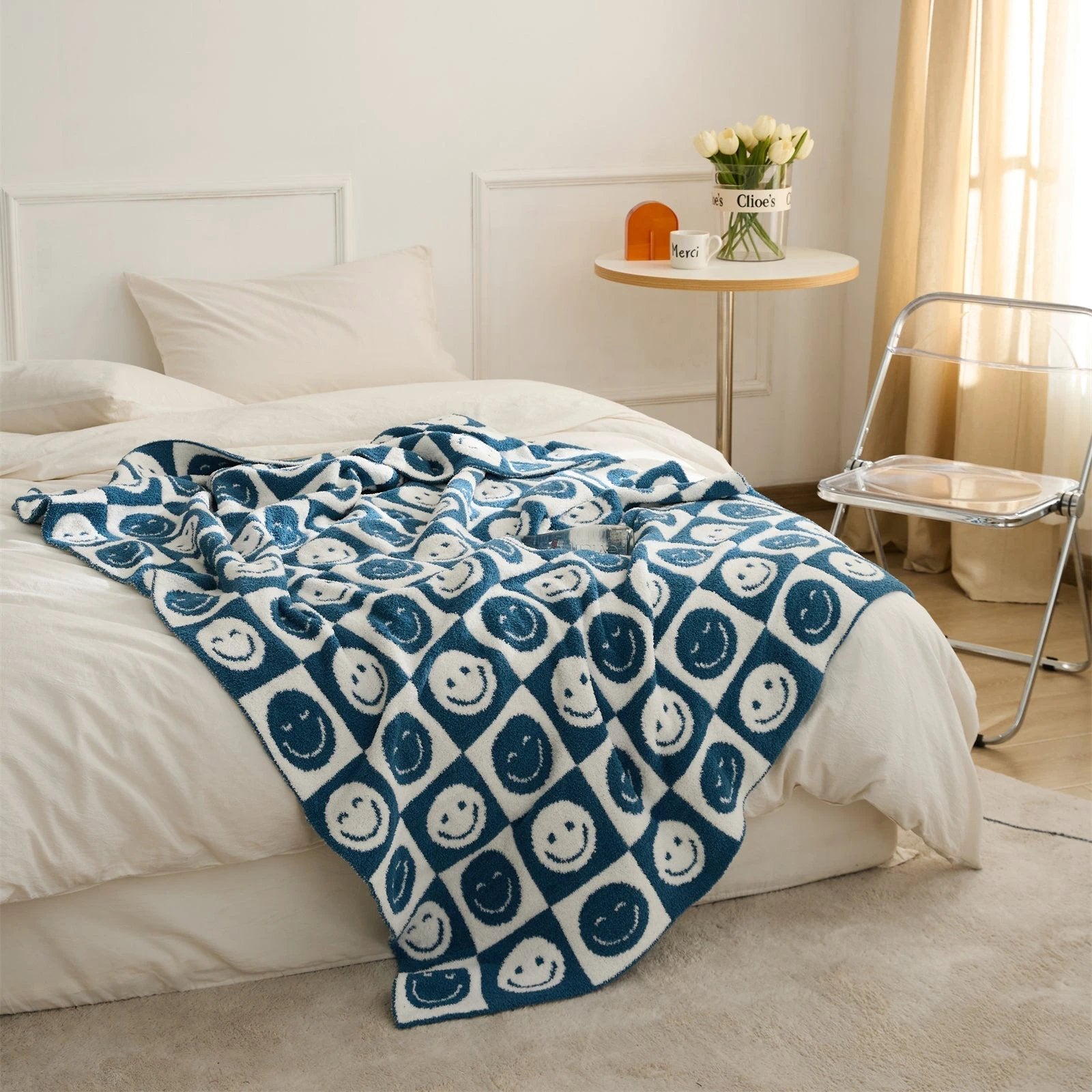 Smiley Checkered Blanket by Bowlift
