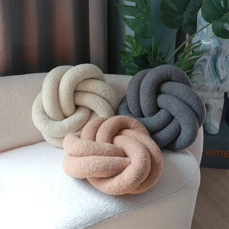 Nordic Cotton Boucle Knot Pillow by Bowlift