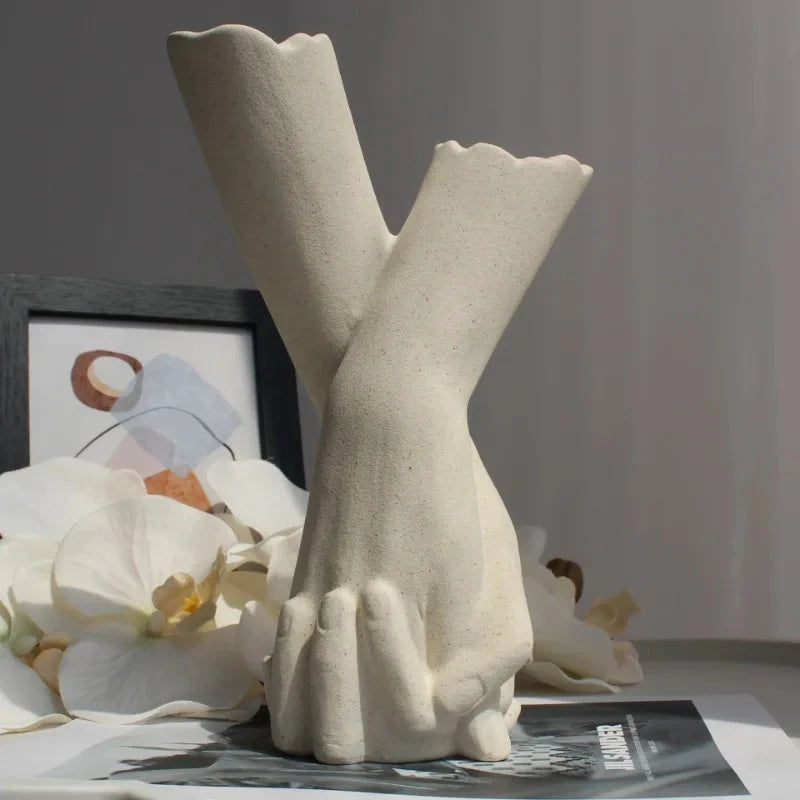Lovers' Hands Ceramic Vase by Bowlift