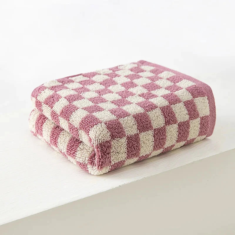 Grids Cotton Face Towel by Bowlift