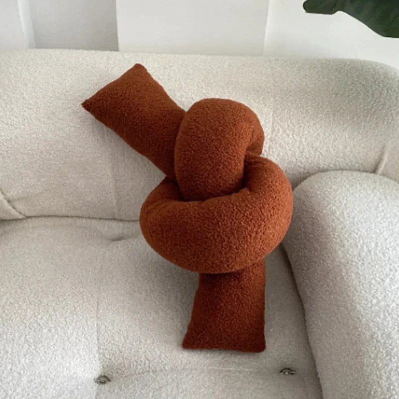 Nordic Bouclé Abstract Cushion – Minimalist Plush Pillow by Bowlift