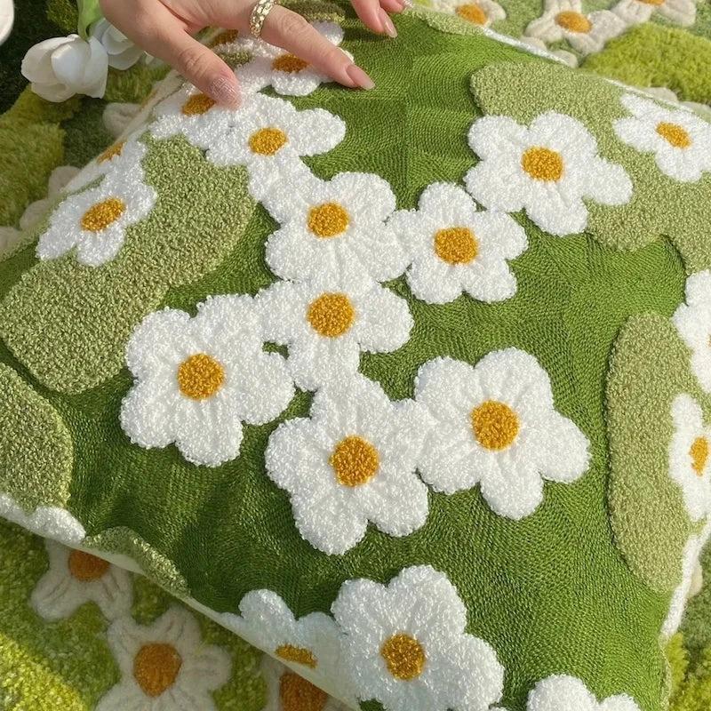 Flower Garden Embroidery Cushion Cover by Bowlift