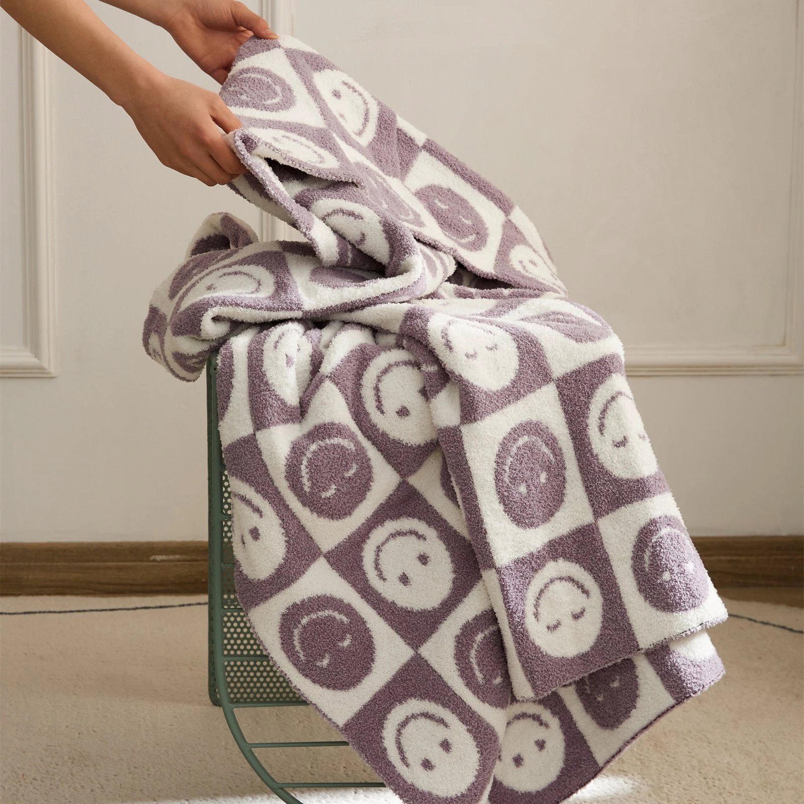 Smiley Checkered Blanket by Bowlift