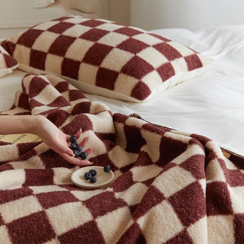 Plain Checkerboard Throw by Bowlift
