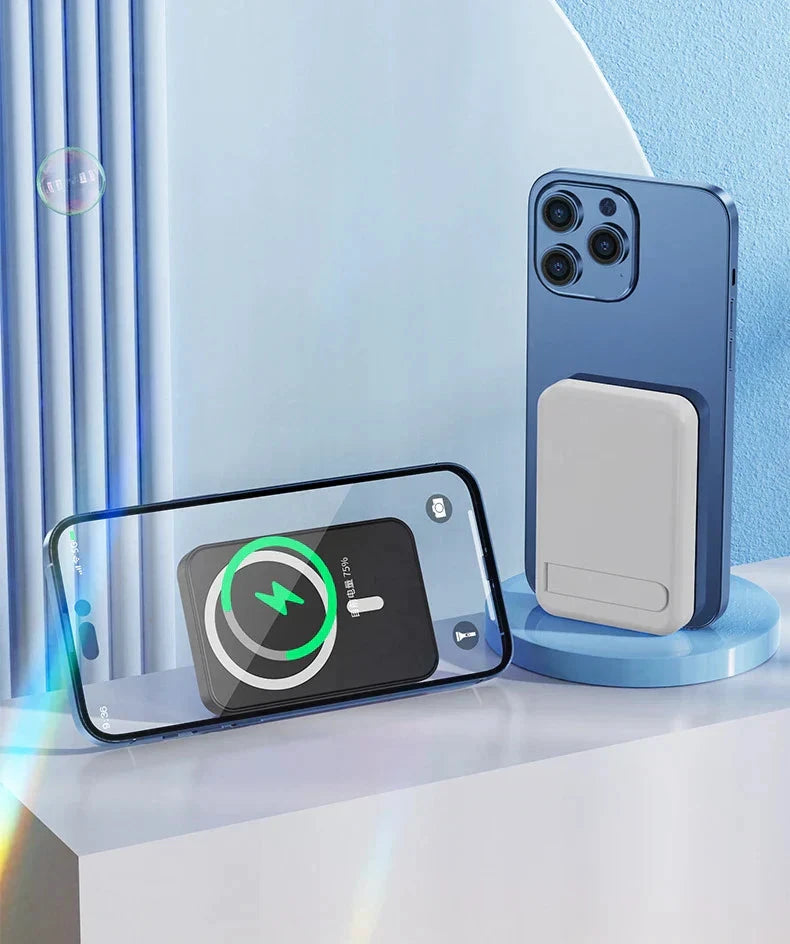 Magnetic Wireless Power Bank with Kickstand by BowLift