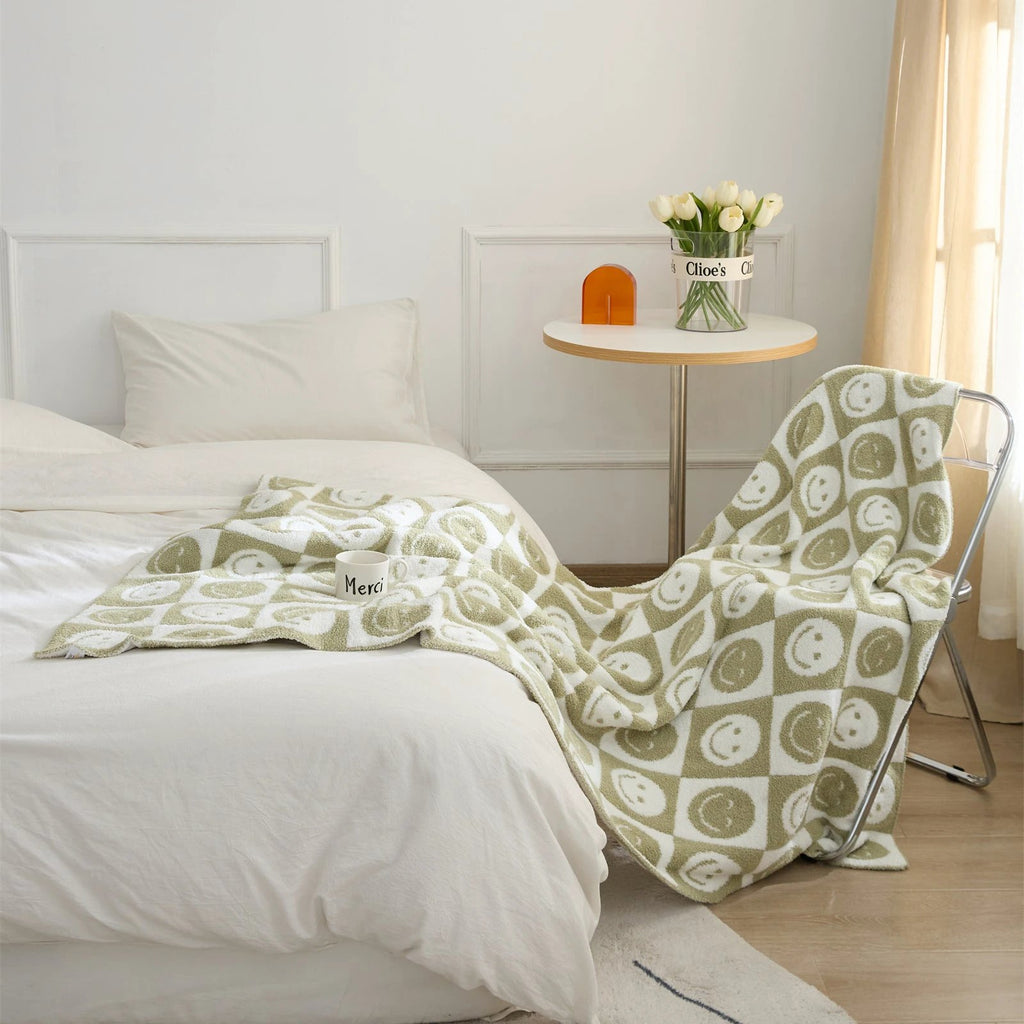Smiley Checkered Blanket by Bowlift