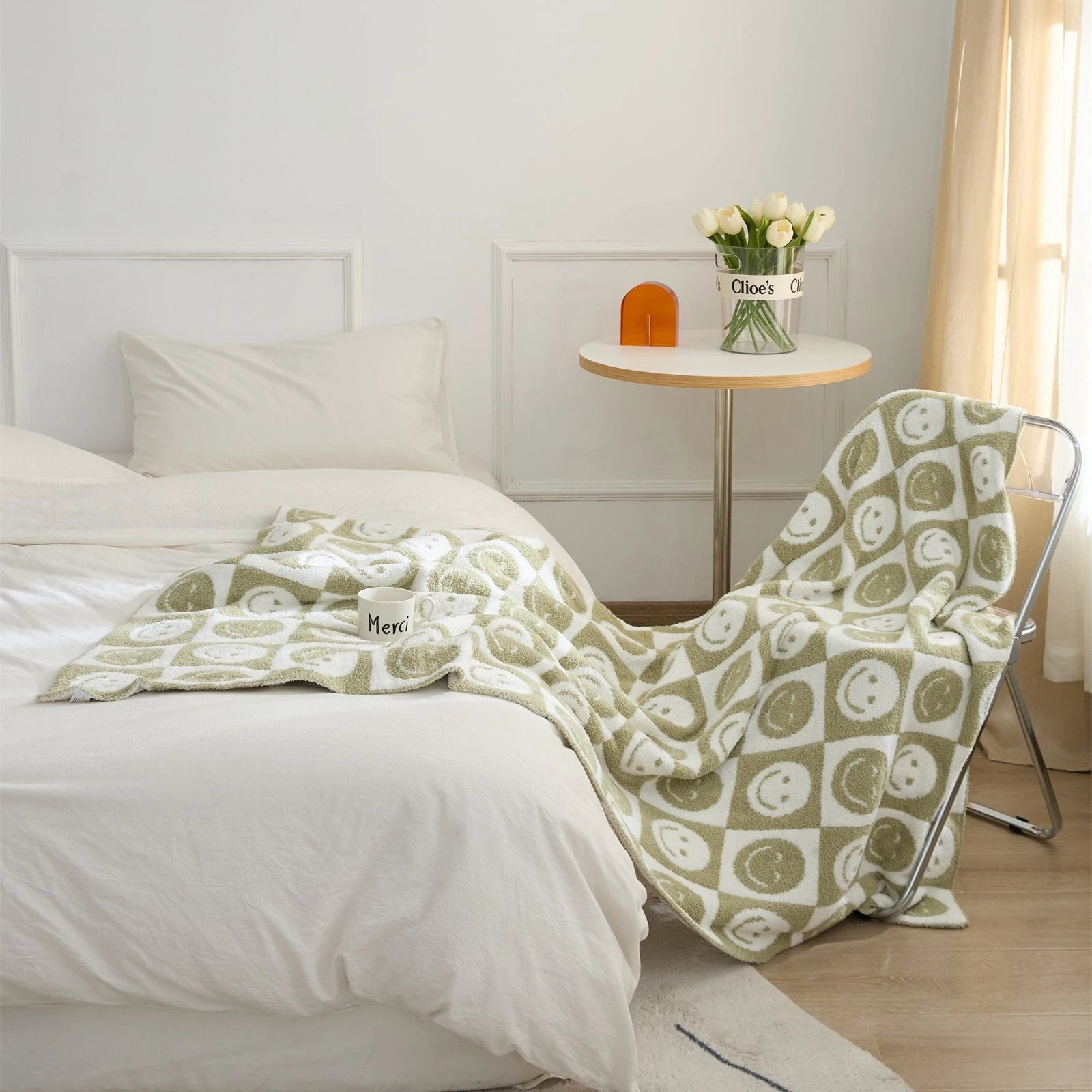 Smiley Checkered Blanket by Bowlift