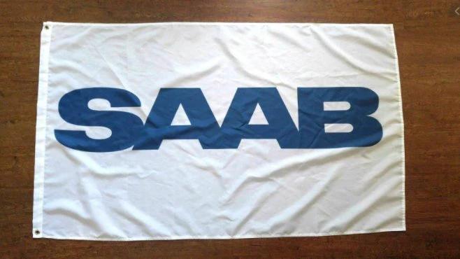 Saab Car Racing Sport White Flag 3X5 Ft Polyester Banner USA 90x150cm by flagsjustdoit
