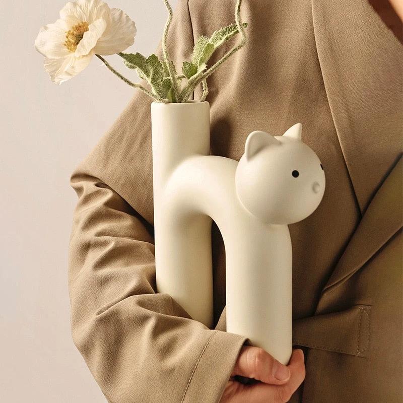 Ceramic Cat Vase by Bowlift