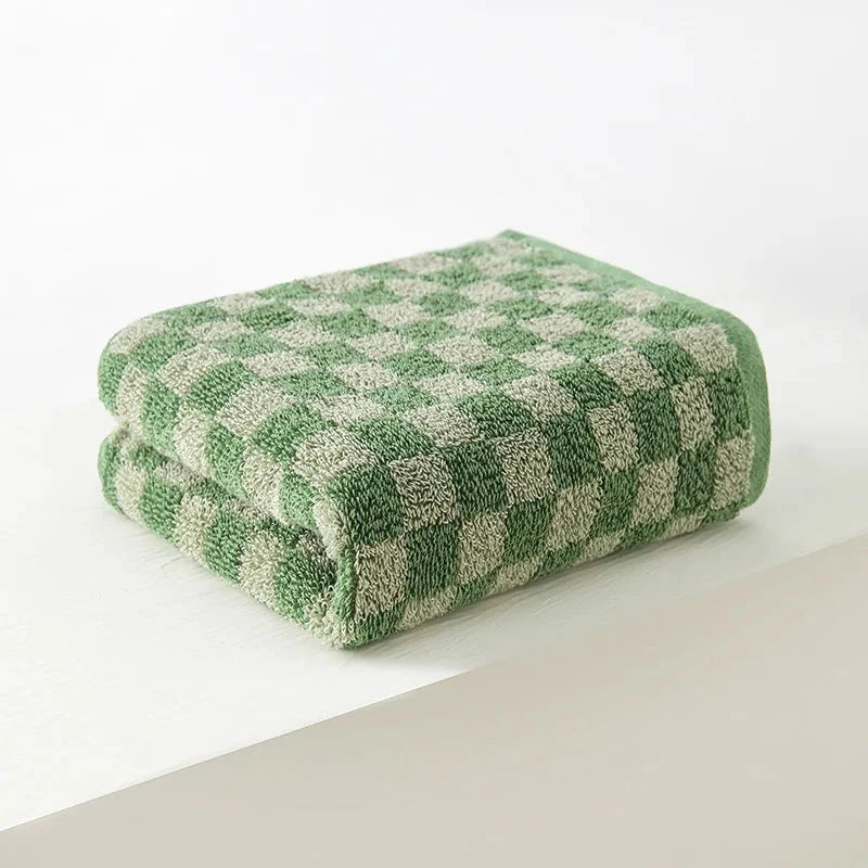 Grids Cotton Face Towel by Bowlift