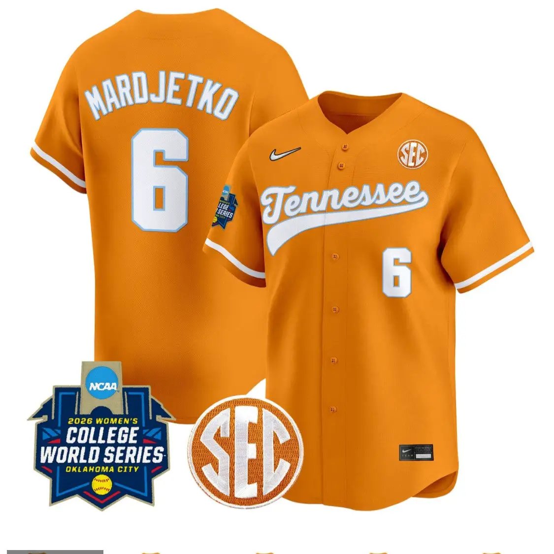 Sage Mardjetko Jersey #6 Tennessee Vols Softball 2026 World Series by My Store