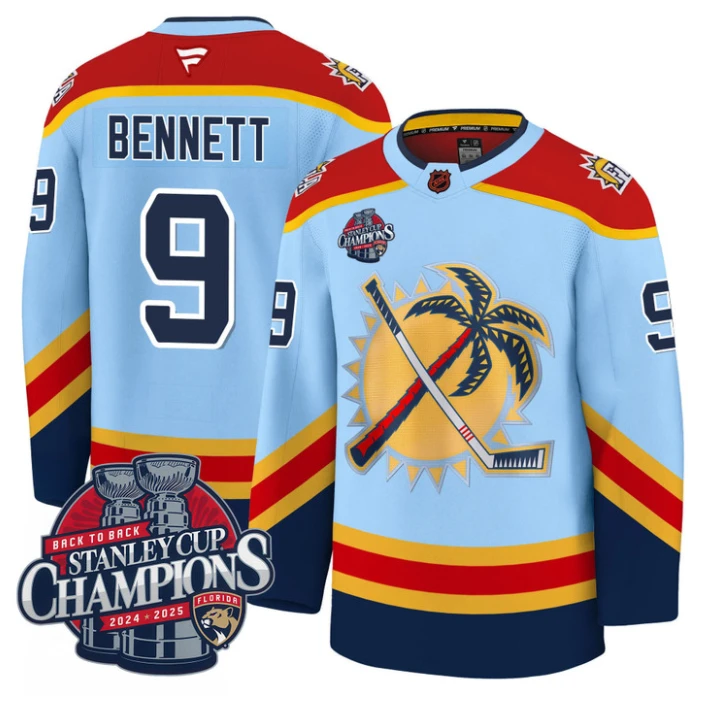 Sam Bennett Jersey #9 Florida Panthers 2025 Stanley Cup Back To Back Blue by Hockey David