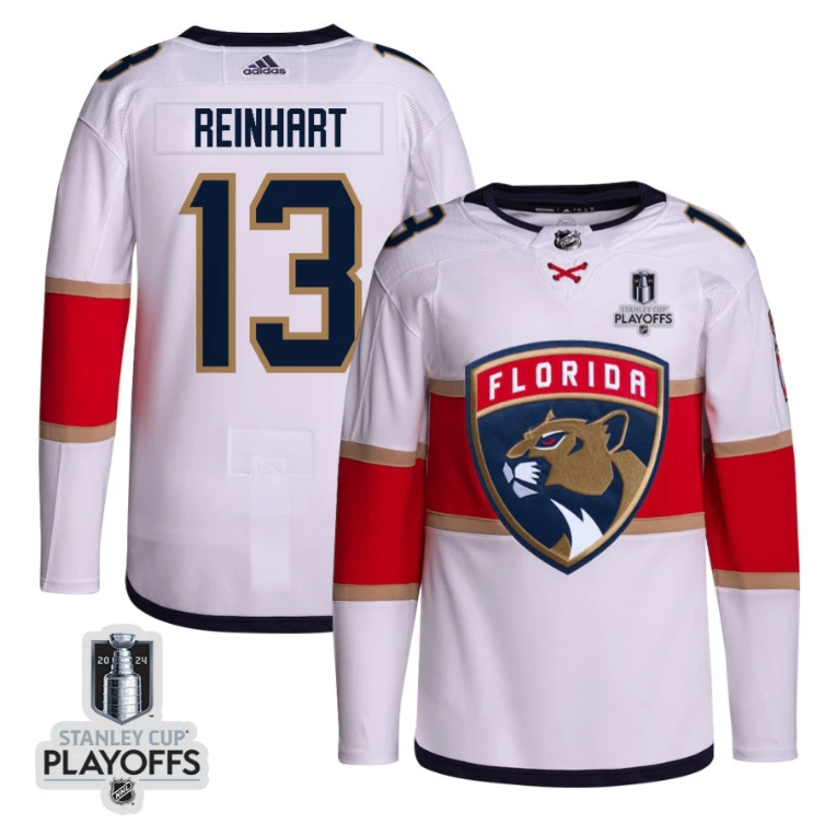 Sam Reinhart 13 Florida Panthers 2024 NHL Playoffs Patch Away Jersey Customized - Men, White by Hockey David