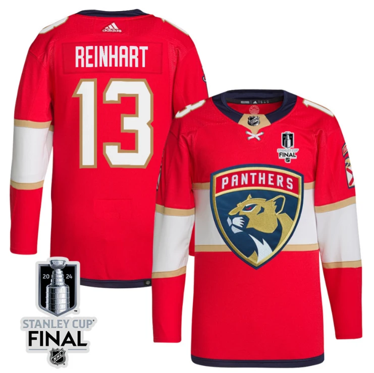 Sam Reinhart 13 Florida Panthers 2024 STANLEY CUP Final Home Breakaway Jersey Men, Red by Hockey David