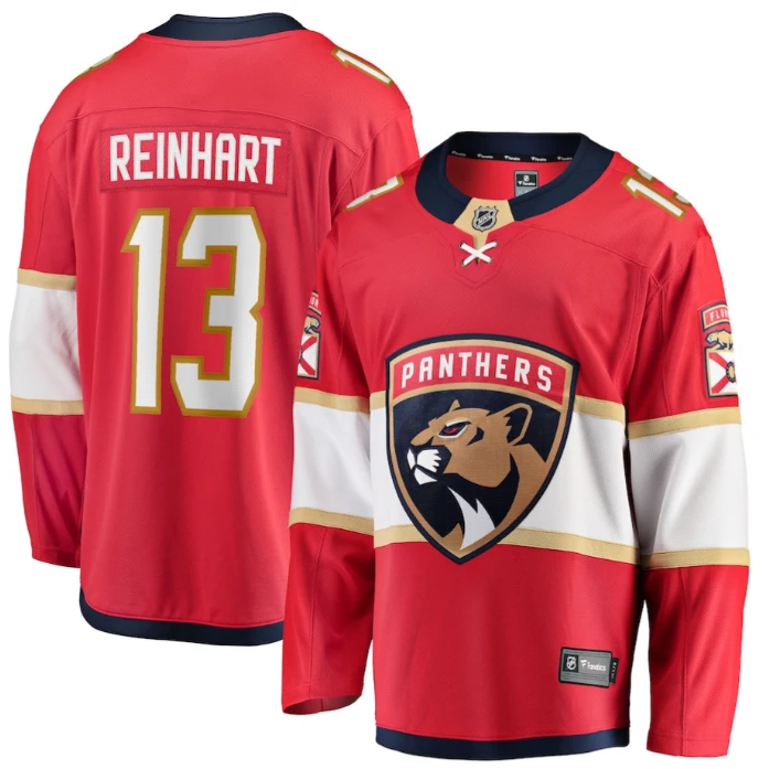 Sam Reinhart 13 Florida Panthers 2025 Breakaway Player Men Jersey Red by Hockey David