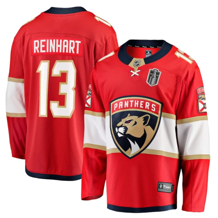 Sam Reinhart 13 Florida Panthers 2025 Stanley Cup Final Home Breakaway Men Jersey Red by Hockey David
