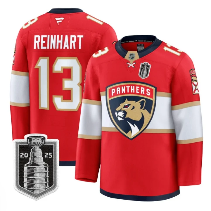 Sam Reinhart Jersey #13 Florida Panthers 2025 Stanley Cup Final Stitched Red by Hockey David