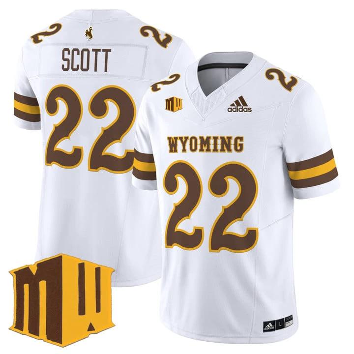 Sam Scott Jersey #22 Wyoming Cowboys 2025 Vapor Limited Stitched by My Store NCAA Football Jerseys