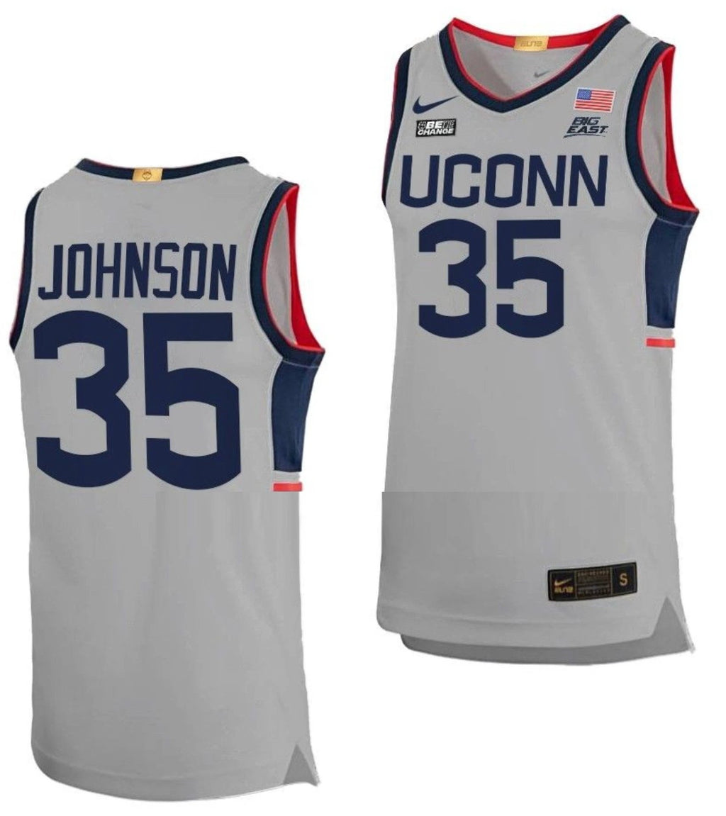 Samson Johnson Jersey UConn Huskies College Basketball Limited Gray #35 by My store basketball