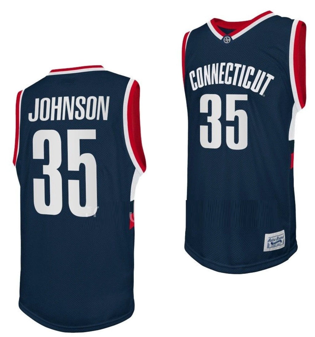 Samson Johnson Jersey UConn Huskies College Basketball Navy Retro #35 by My store basketball