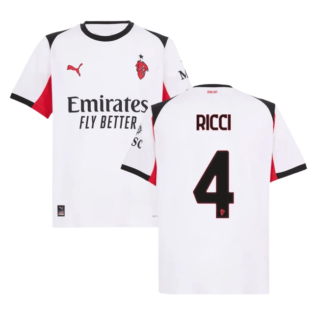 Samuele Ricci 4 AC Milan 2025-26 Away Men Jersey – White by Soccer Jersey