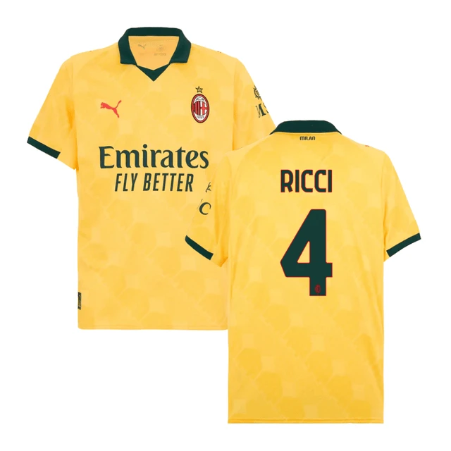 Samuele Ricci #4 AC Milan 2025-26 Third Men Jersey – Yellow by Soccer Jersey
