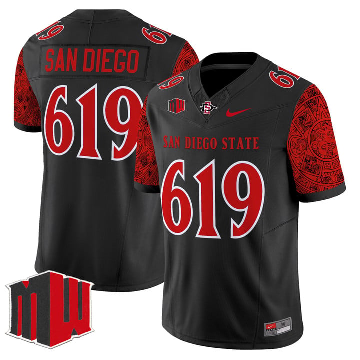 San Diego Jersey #619 San Diego State Aztecs 2025 Limited Stitched Black by NCAA Football Jersey