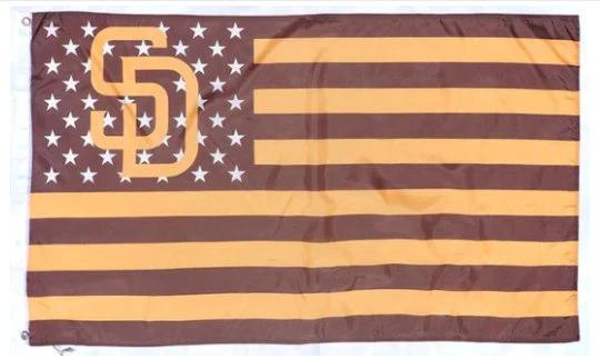 San Diego Padres Star and Stripes Grown Flag 3X5Ft Banner USA Polyester with Brass Grommets by flagsjustdoit