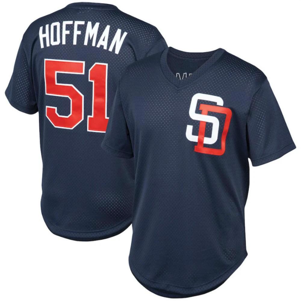 San Diego Padres Trevor Hoffman Navy Throwback Mesh Pullover Jersey by My Store