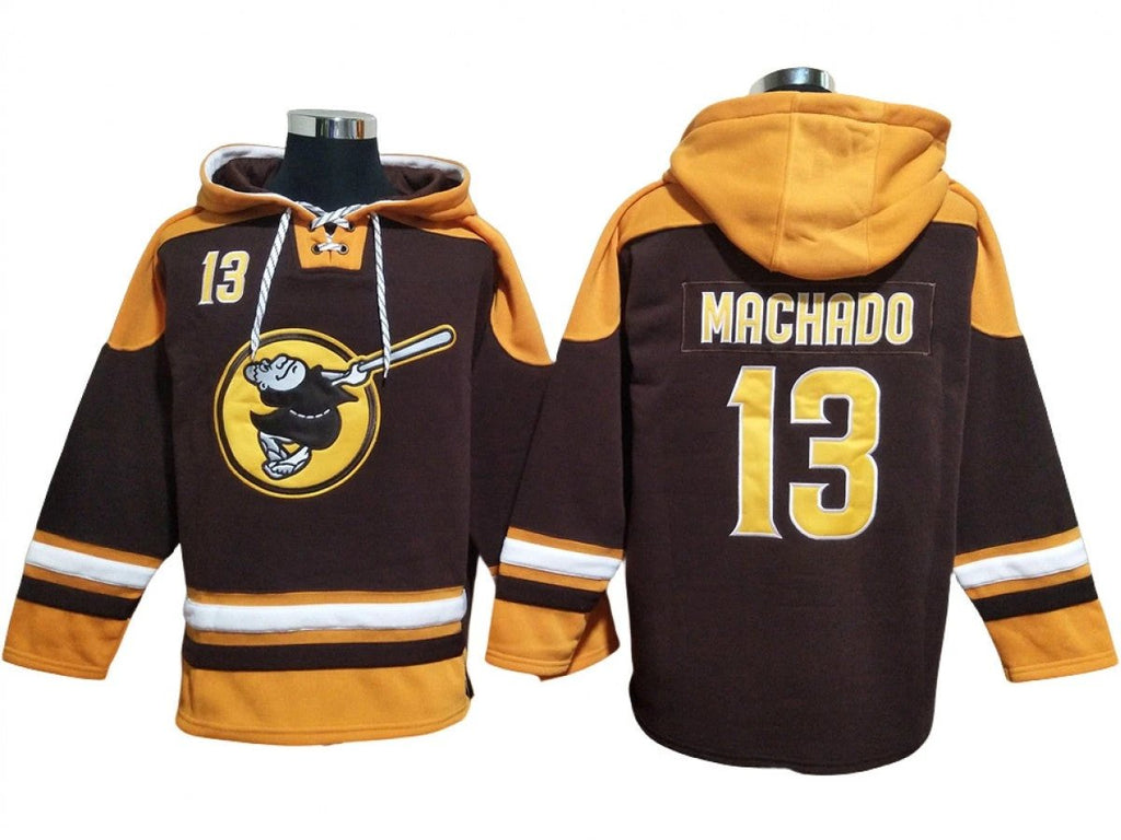 San Diego Padres #13 Manny Machado Brown Pullover Hoodie by Hoodie Pullover
