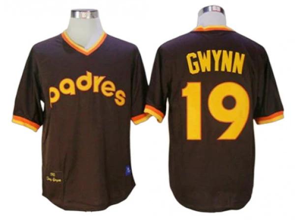 San Diego Padres #19 Tony Gwynn Brown 1982 Throwback Jersey by My Store