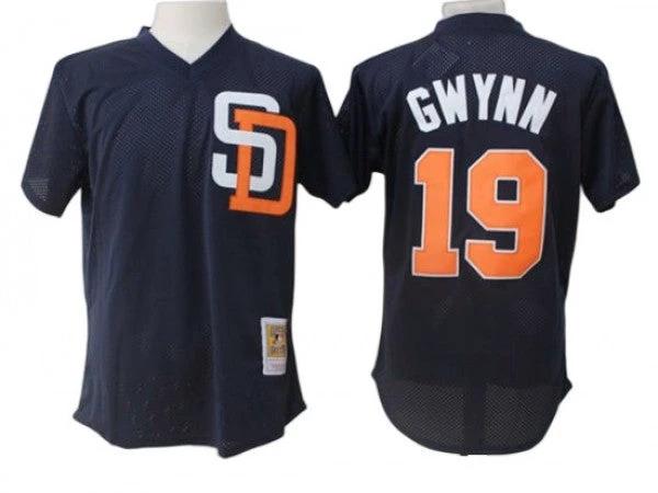 San Diego Padres #19 Tony Gwynn Navy Cooperstown Mesh Batting Practice Jersey by My Store