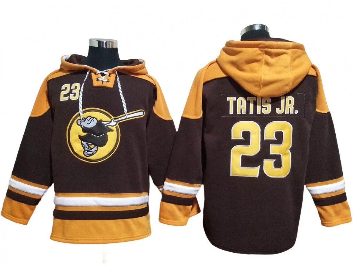 San Diego Padres #23 Fernando Tatis Jr. Brown Pullover Hoodie by Hoodie Pullover