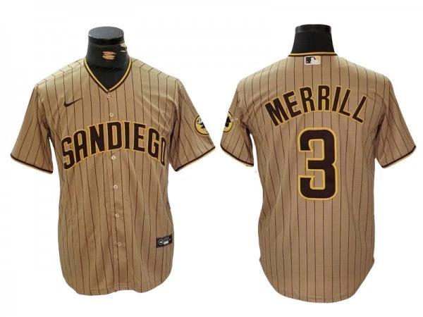 San Diego Padres #3 Jackson Merrill Sand Cool Base Jersey by My Store