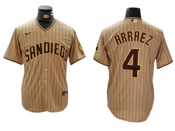 San Diego Padres #4 Luis Arraez Sand Alternate Cool Base Jersey by My Store