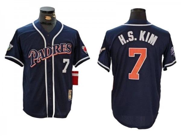 San Diego Padres #7 Ha-Seong Kim Navy Throwback Jersey by My Store