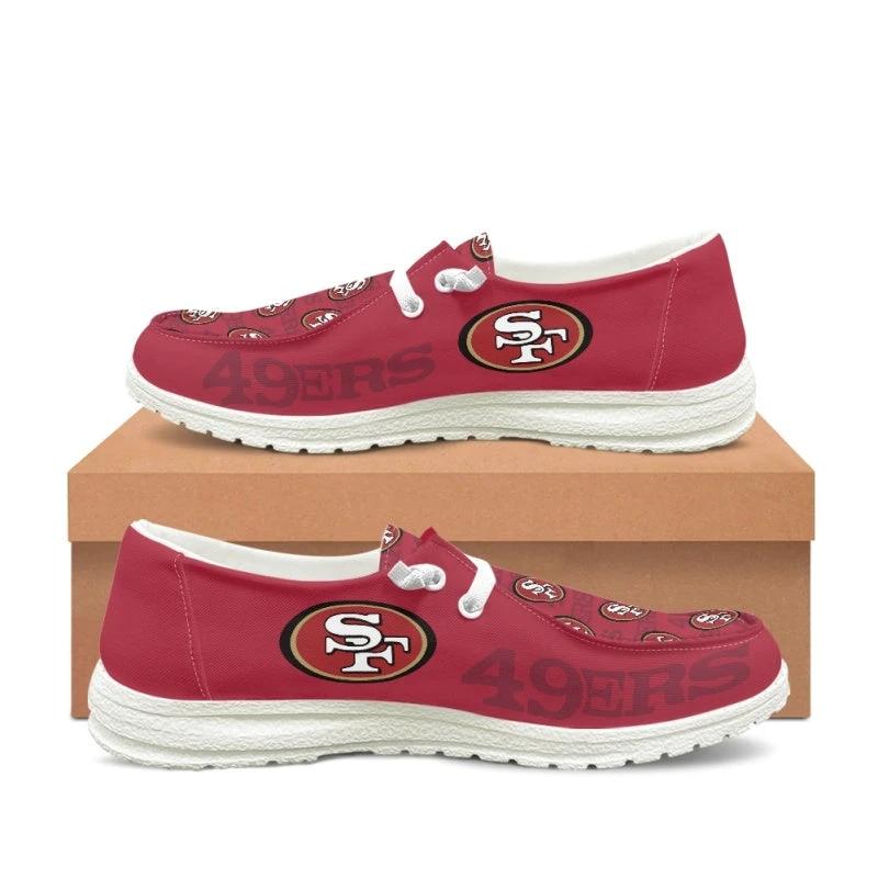 San Francisco 49ers Red Team Name Logo Canvas Sneaker Shoes For Men Women Fans by Crocs