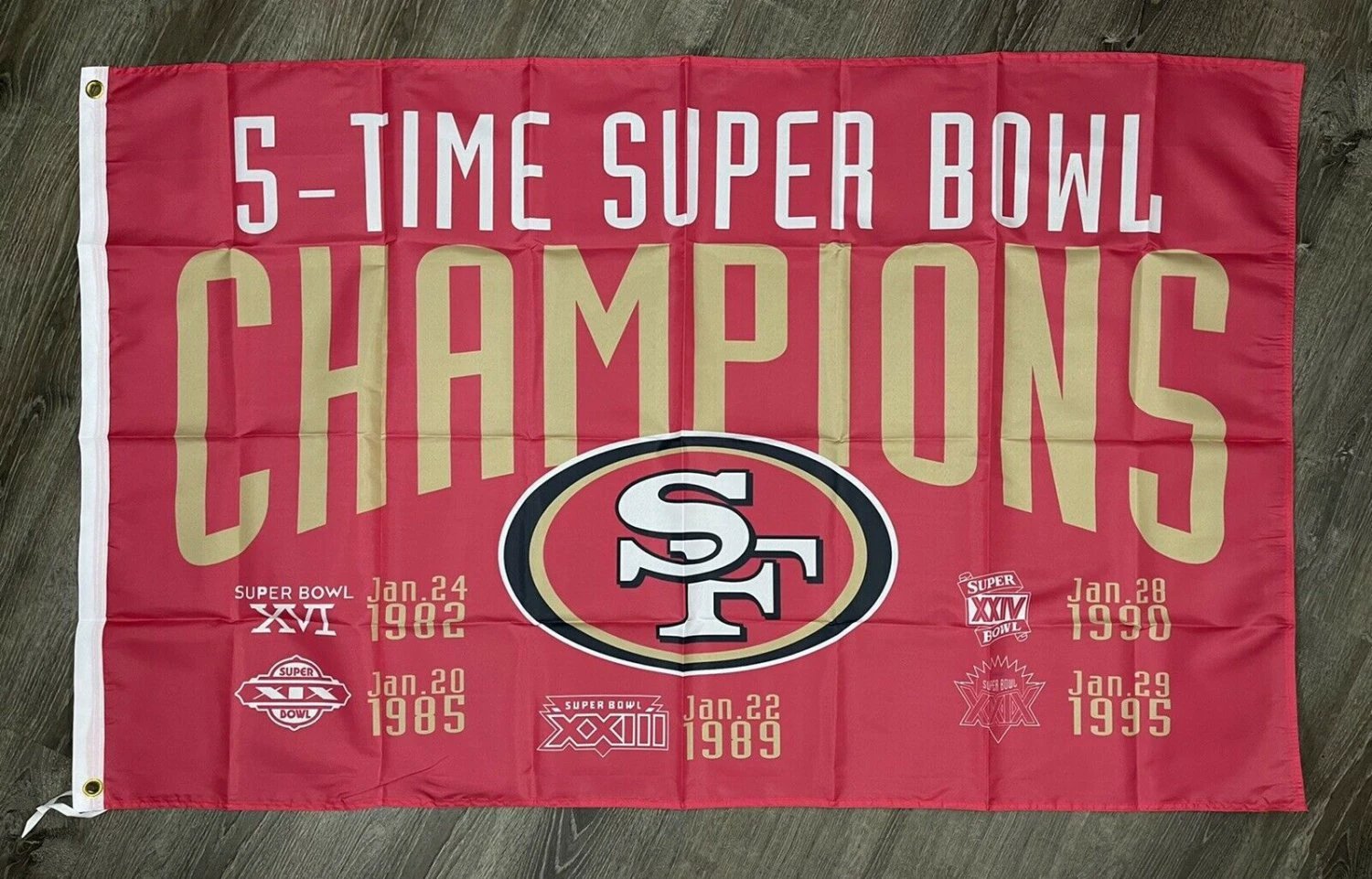 San Francisco 49ers Super Bowl Championship 3x5 Banner Man-Cave New by flagsjustdoit