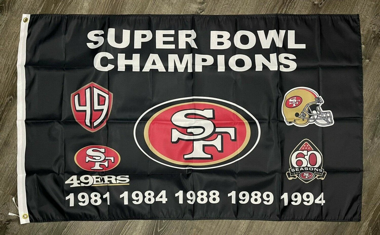 San Francisco 49ers Super Bowl Championship Flag 3x5 Banner Man-Cave New by flagsjustdoit