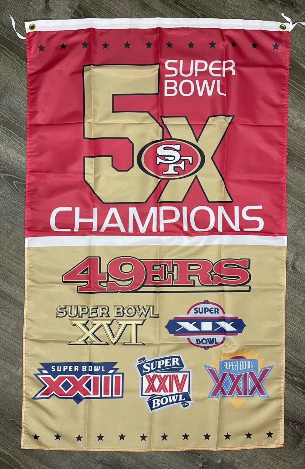 San Francisco 49ers Super Bowl Championship Flag 3x5 ft Banner Man-Cave New by flagsjustdoit
