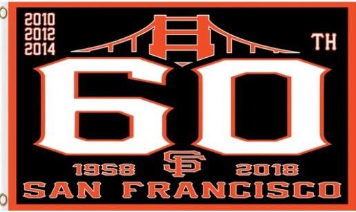 San Francisco Giants 60th Anniversary Flag 3X5Ft Banner USA Polyester with Brass Grommets by flagsjustdoit