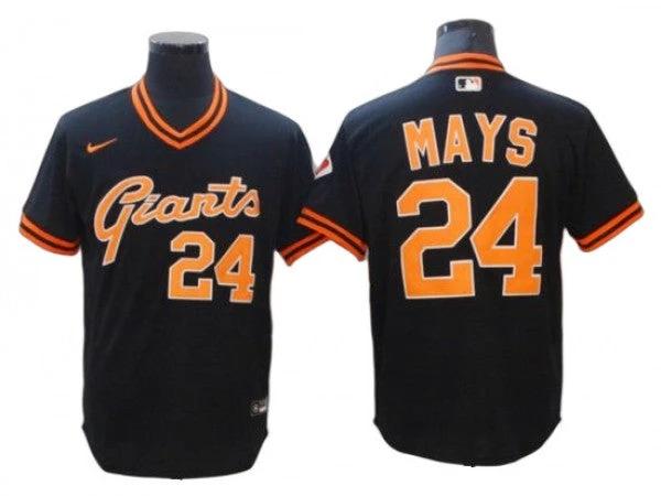 San Francisco Giants #24 Willie Mays Black Cooperstown Jersey by My Store