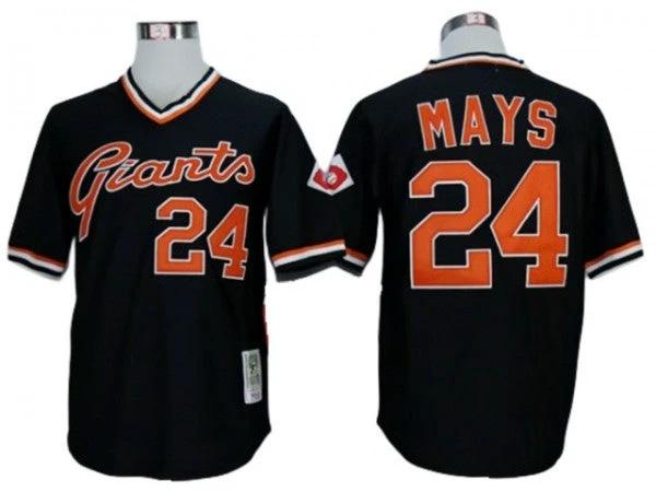 San Francisco Giants #24 Willie Mays Black Throwback Jersey by My Store