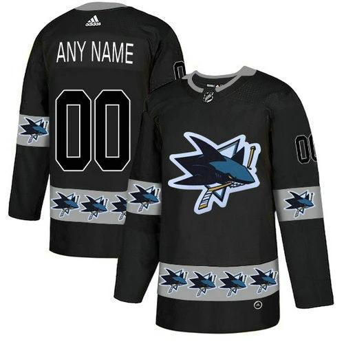 San Jose Sharks Custom Black Team Logos Fashion Jersey by Hockey David