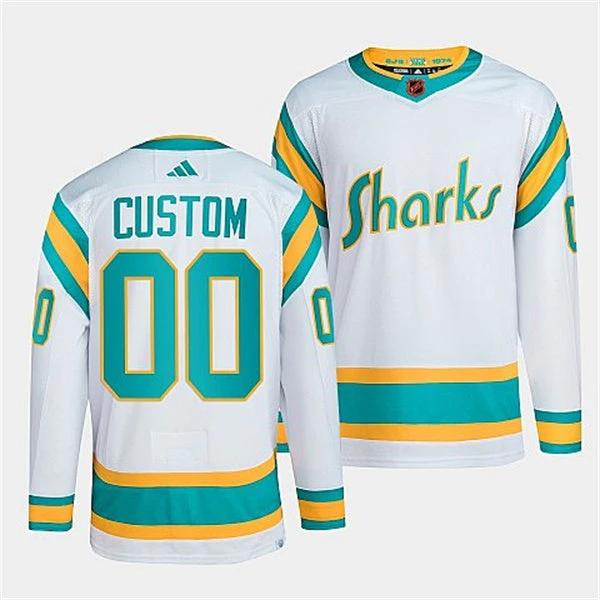 San Jose Sharks Custom White 2022 Reverse Retro Stitched Jersey by Hockey David