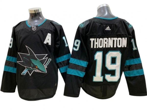 San Jose Sharks #19 Joe Thornton Black Alternate Jersey by Hockey David