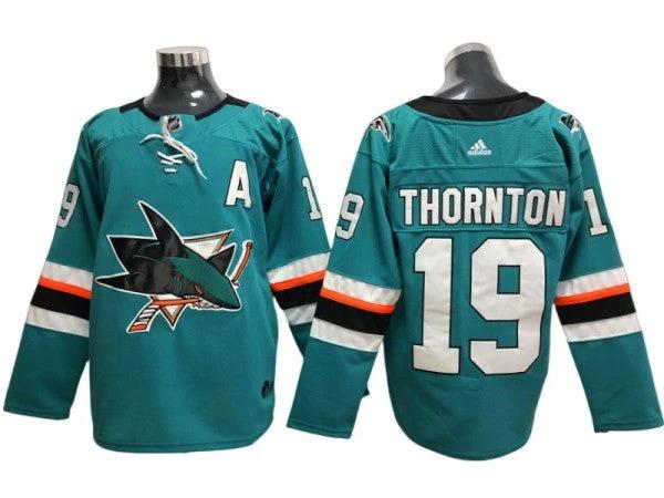 San Jose Sharks #19 Joe Thornton Teal Home Jersey by Hockey David