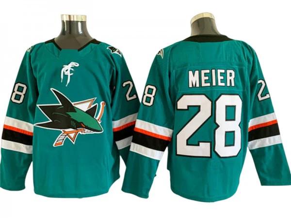 San Jose Sharks #28 Timo Meier Teal Home Jersey by Hockey David