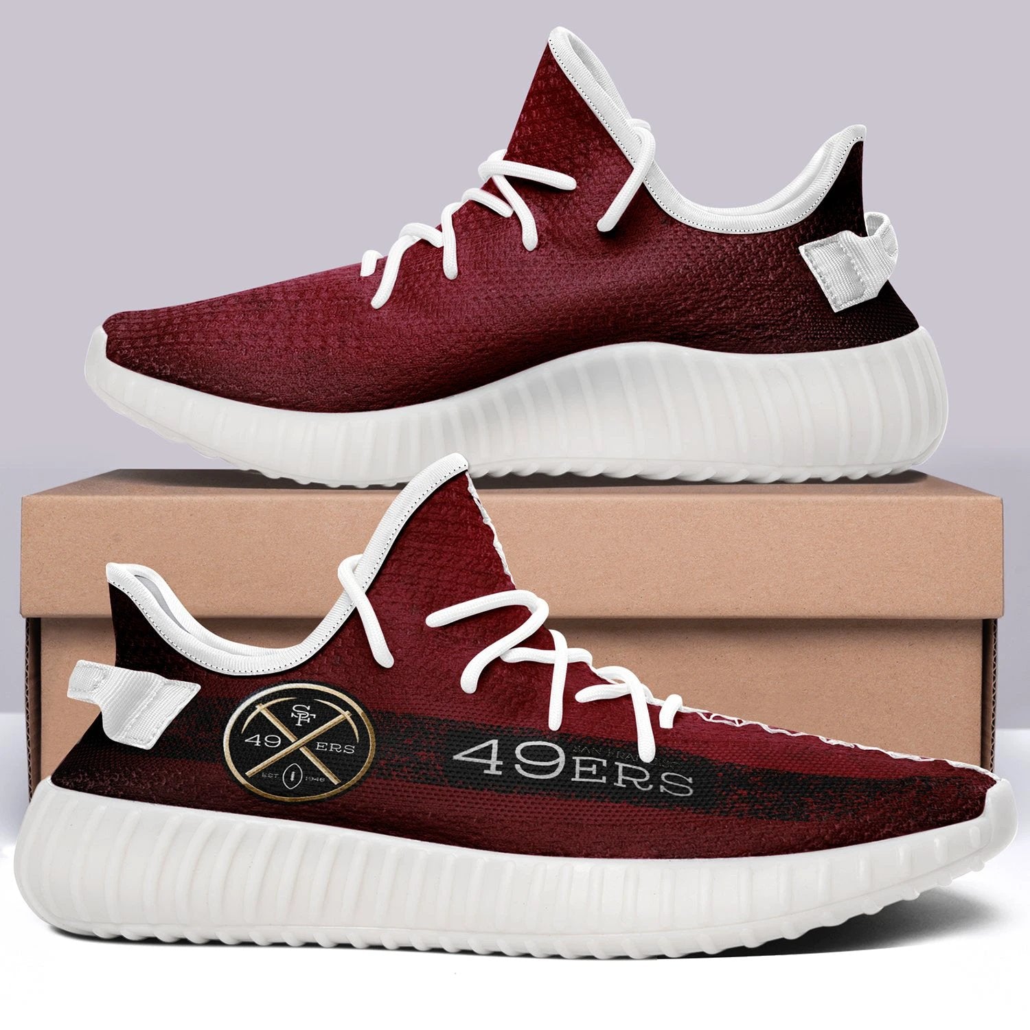 San Francisco 49ers V1 NFL 350v Yeezy Sneakers For Men Women Fans by Crocs