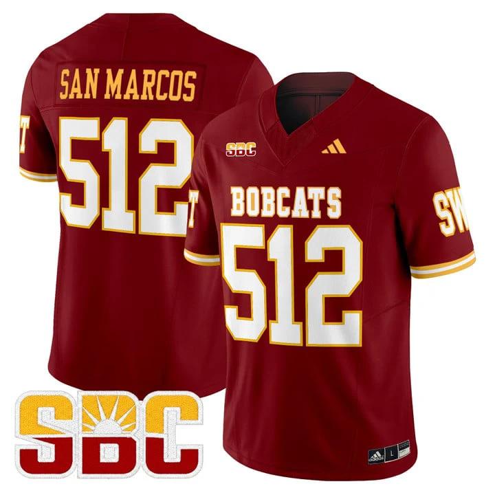 San Marcos Jersey #512 Texas State Bobcats 2025 Limited Stitched by My Store NCAA Football Jerseys